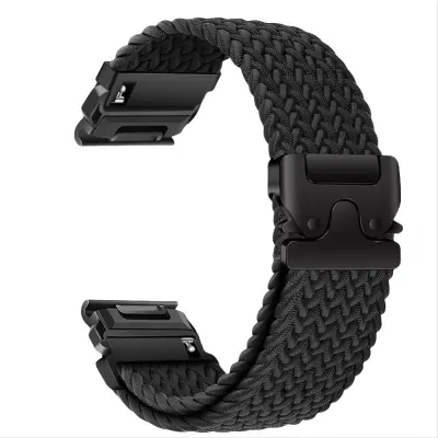 Združljiv z Garmin Fenix 8/7X Pro/955/965 elastičen najlonski pleten pašček Black 20 mm