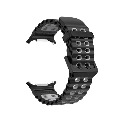 Silikonski športni pašček, združljiv s Samsung Watch Ultra - Ocean Band Style Black+Grey