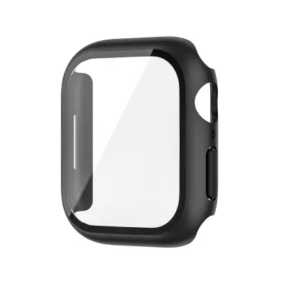 Zaščitno ohišje Združljivo z Apple Watch 44mm Series 4/5/6 - Črn PC + Kaljeno steklo