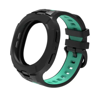 Združljiv s Samsung Galaxy Watch8 Classic TPU športni pas - integrirano ohišje, zračen Green+Black