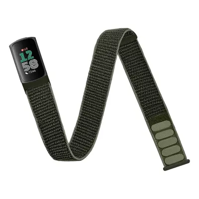 Nadomestni trak iz najlona za Fitbit Charge 5/6 v vojaško zeleni barvi Green