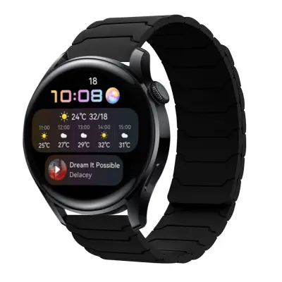 Združljiv s Samsung Watch 5/6/7, Huawei GT3/4/5, Amazfit - 20/22mm silikonski magnetni pašček za uro Black 20 mm