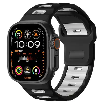 Eleganten silikonski pašček za Apple Watch Series 1-10 Black&White