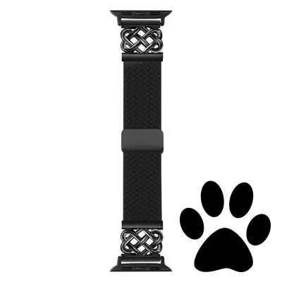 Eleganten pleten najlonski magnetni pašček za Apple Watch S9 Black S