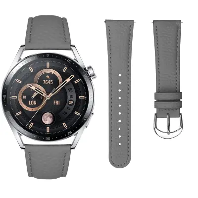 Kompatibilen z Samsung S3 in Huawei GT Serija 22MM Usnjen Pas z Litchi Vzorec Grey