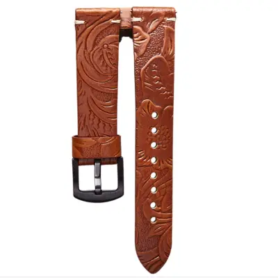 Reliefni usnjeni pašček, združljiv s Huawei GT2/3 Pro - eleganten nadomestni pašček LightBrown