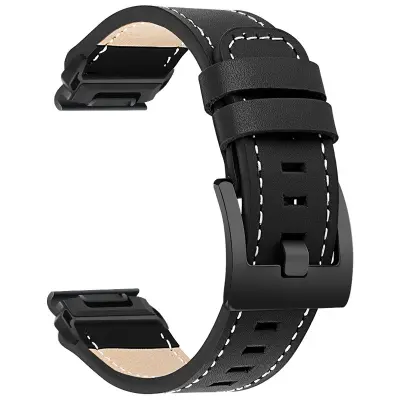 Združljiv usnjen pašček za uro Garmin Fenix 8/7X/3 - Retro stil Black 22 mm