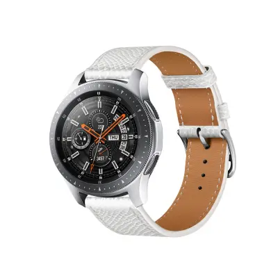 Združljiv nadomestni pas za uro iz PU usnja za Huawei/Samsung - 20/22 mm White 20 mm