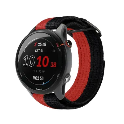 Original Športni Najlonski Pašček Združljiv z Garmin Fenix 8/7X/Forerunner 255 Black+Red