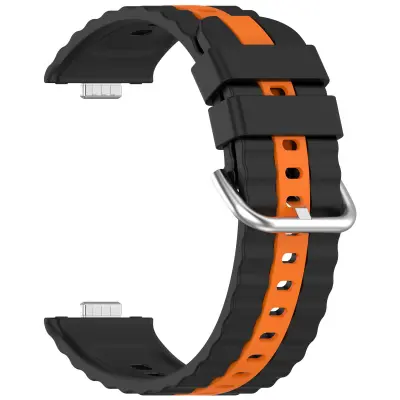 Združljivo z Huawei Watch Fit4/Fit4 Pro/Fit3 Dvo-barvni Silikonski Pas Black Orange