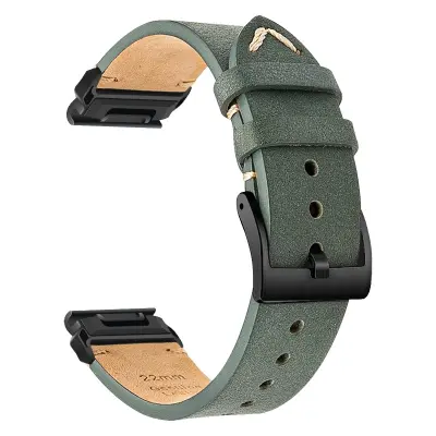 Združljiv usnjen pašček za uro Premium za Garmin Fenix 8/7X/3 Green 22 mm