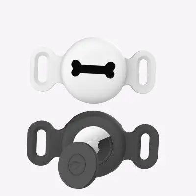 Zaščitno silikonsko ohišje za sledilnik hišnih ljubljenčkov Apple AirTag Black+White S