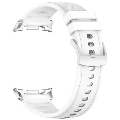 Združljiv s Samsung Galaxy Watch8 Silikonski usnjen pašček - Eleganten nadomestni pas White