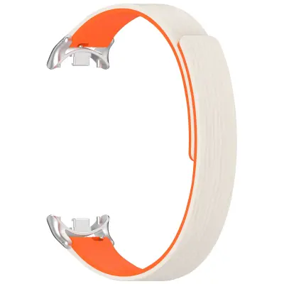 Združljiv s Xiaomi 10 Magnetni pašček za uro - Silikonski, 12mm priklop White+Orange