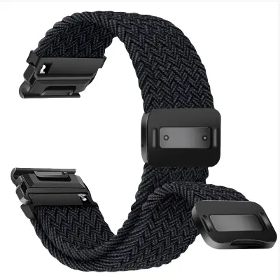 Združljiv z Garmin Fenix Series Quick Release Magnetic Sponka Elastičen Najlon Pleten Pas Black 20 mm