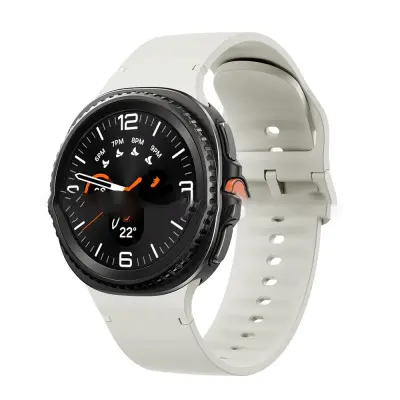 Združljivost z Samsung Galaxy Watch8: Silikonski pašček z avtomobilskimi šivi Beige