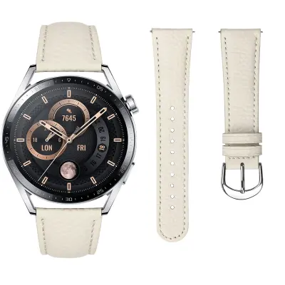 Kompatibilen z Samsung S3 in Huawei GT Serija 22MM Usnjen Pas z Litchi Vzorec Apricot