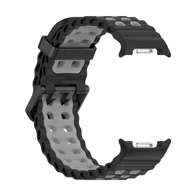 Združljiv silikonski pašček za Samsung Galaxy Watch8/Watch8 Classic - Ocean Band Style Black+Grey