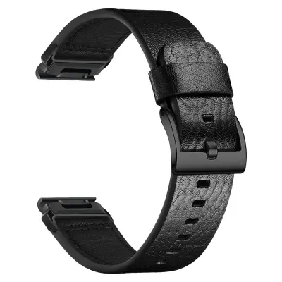 Združljiv Premium Usnjen Pas za Uro Garmin Fenix 8/7X/3 - Eleganten & Udoben Black 20 mm
