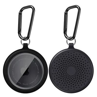 2-Pack TPU Zaščitno Ohišje Združljivo z Apple AirTag z obeskom za ključe Black