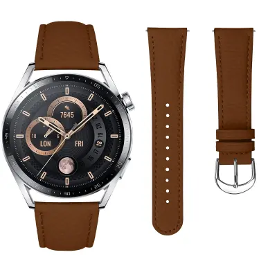 Kompatibilen z Samsung S3 in Huawei GT Serija 22MM Usnjen Pas z Litchi Vzorec Brown