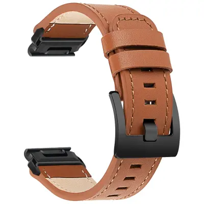 Združljiv usnjen pašček za uro Garmin Fenix 8/7X/3 - Retro stil Brown 22 mm