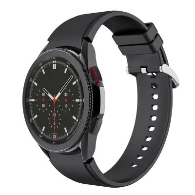 Silikonski pašček za uro 9138 za ženske - črn s srebrno zaponko - 20 mm za Samsung Galaxy Watch 4/5