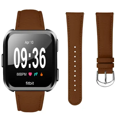 Kompatibilen Usnjen Pas z Litchi Vzorec za Fitbit Versa2/Versa Lite Brown