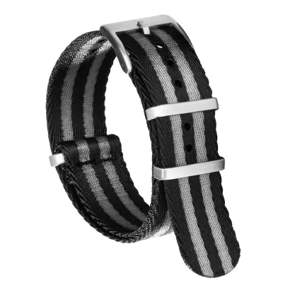 Najlonska pašček za uro, združljiva z Omega Tissot Mido Seamaster 300 Black+Grey 22 mm