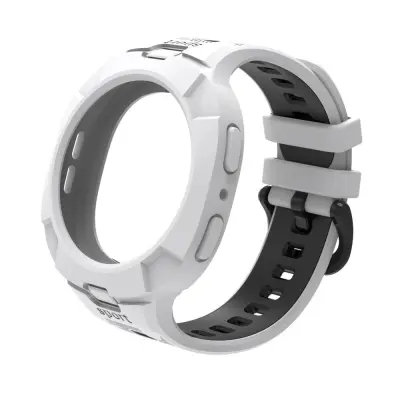 Združljiv s Samsung Galaxy Watch 8 TPU športni pašček z integriranim ohišjem White+Black