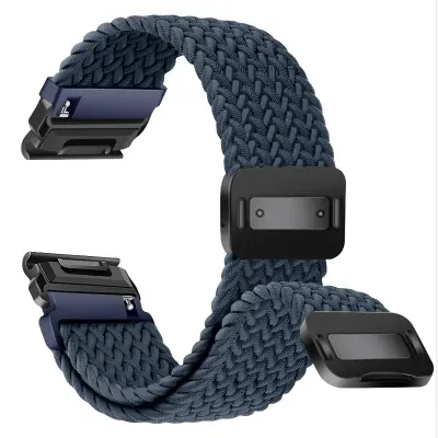 Združljiv z Garmin Fenix Series Quick Release Magnetic Sponka Elastičen Najlon Pleten Pas Blue 22 mm