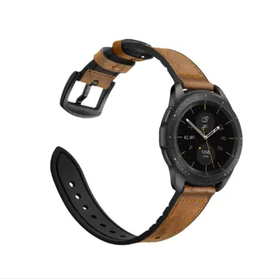 Združljiv usnjen silikonski hibridni retro pašček za uro Huawei GT2/GT3 Brown 20 mm