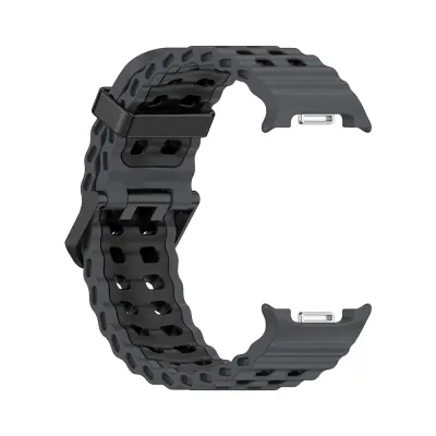 Združljiv silikonski pašček za Samsung Galaxy Watch8/Watch8 Classic - Ocean Band Style Black