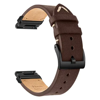 Združljiv usnjen pašček za uro Premium za Garmin Fenix 8/7X/3 DarkBrown 20 mm