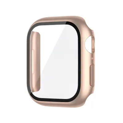 Združljivo ohišje iz rožnatega zlata PC s kaljenim steklom za Apple Watch 42 mm