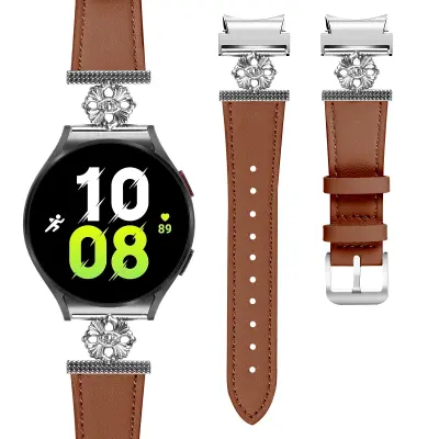 Pašček za uro iz pravega usnja za Samsung Watch 4/5/6/7 Brown
