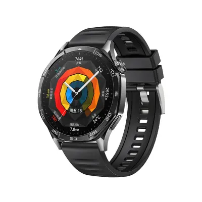 Združljiv s Huawei GT5: Valovit športni pašček za Huawei WATCH GT5 Black