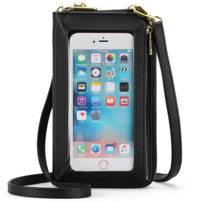 Torba za telefon s prečnim zaslonom na dotik - Ženska mini torbica proti kraji Black
