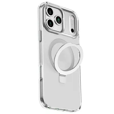 Srebrno magnetno ohišje, združljivo z iPhone 13 Pro Max z nevidnim stojalom