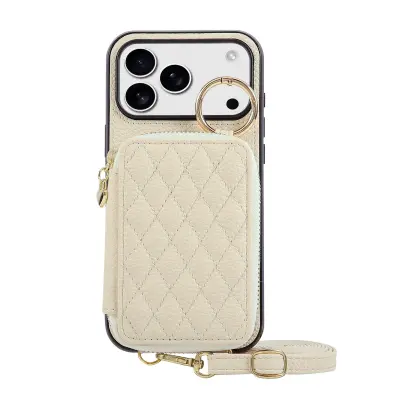 Eleganten etui za denarnico iz PU usnja z liči teksturo za iPhone 17
