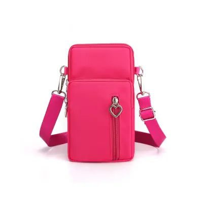 Velika torbica za telefon: torbica za mobilni telefon iz najlona in poliestra Rose red