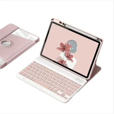 360° vrtljivo stojalo Bluetooth etui za tipkovnico Xiaomi 6S PRO 12.4'' - Roza