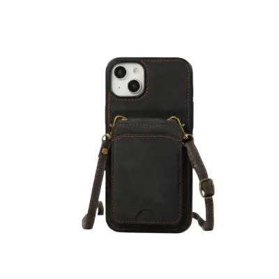 3-v-1 etui za denarnico, združljiv z iPhone 17 Air - držalo za kartice iz PU usnja in naramnica