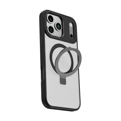 Črna Magnetna Zaščita z Nosilcem, Združljiva z iPhone 17 Pro
