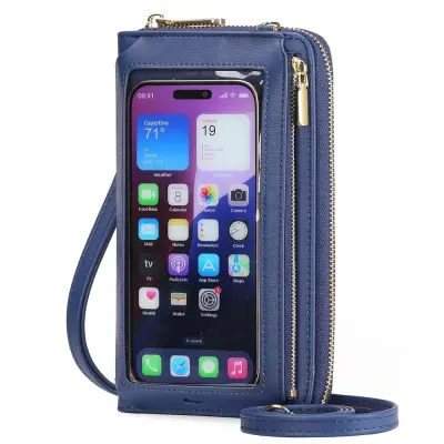 Torba za telefon s prečnim zaslonom na dotik - Ženska mini torbica proti kraji Blue