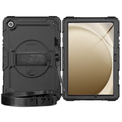 Združljivo ohišje iz črnega silikona z ročnim trakom za Samsung Galaxy Tab S6 Lite 10,4 palca (2020/2022/2024)