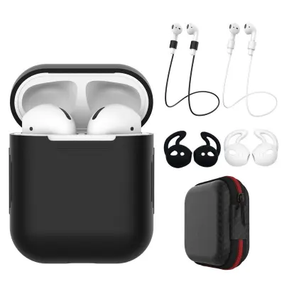 Zaščitni silikonski etui za Airpods, komplet 6 kosov Black