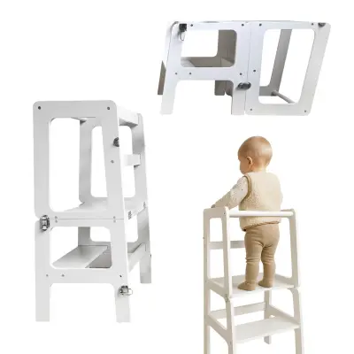 Kuhinjski Pomočnik Učni stolp in stolček 2 V 1 Lama - Bel