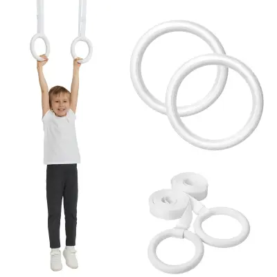 Leseni Gimnastični Obročki Otroški Start White - Beli Trak