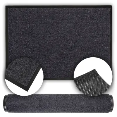 Gladka siva gumijasta predpražnik, nedrseča mehka podloga, 120x300 cm